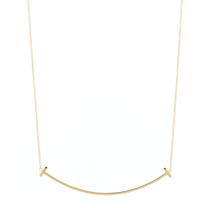 Tiffany 18K Yellow Gold Large T Smile Pendant Necklace 1 of 6