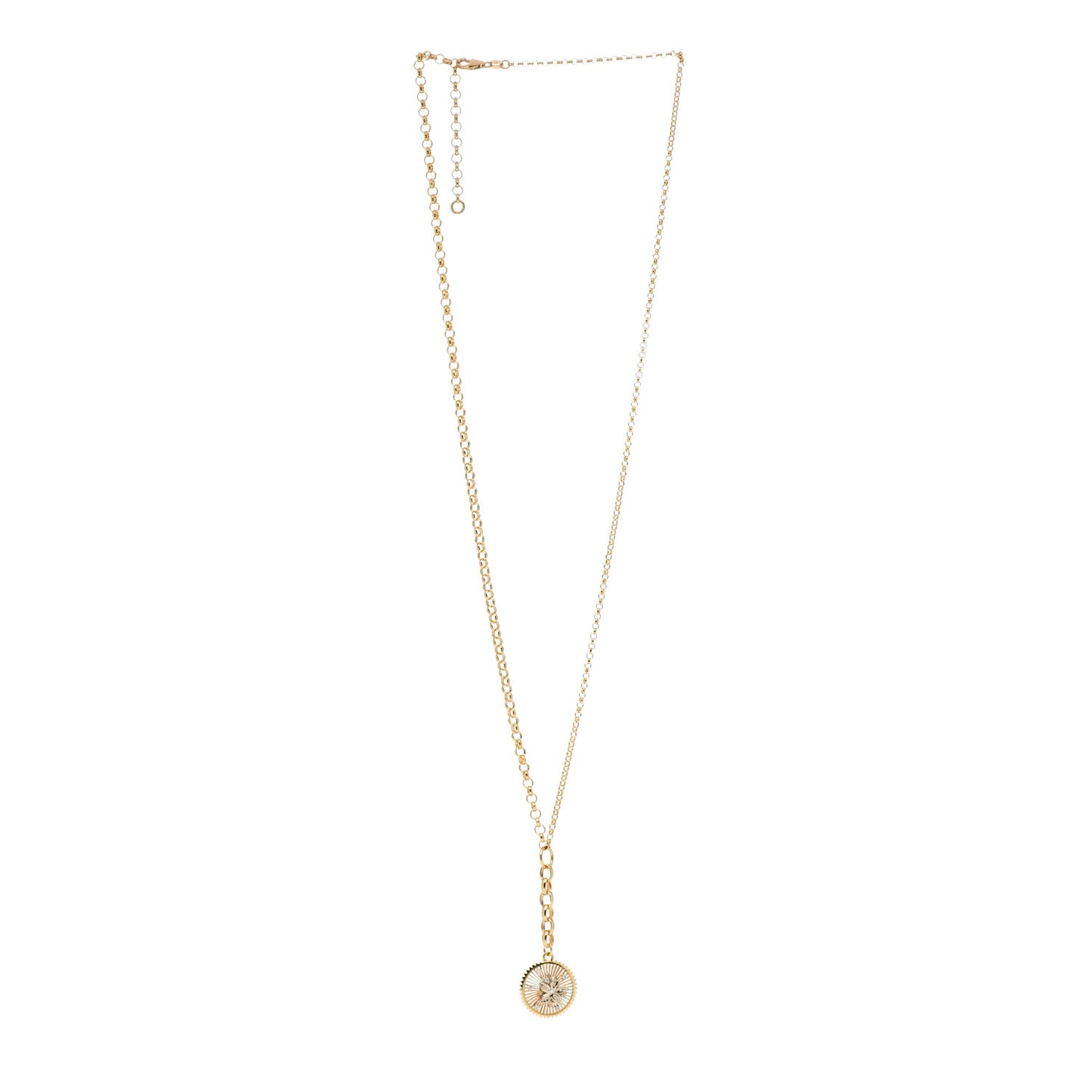 18K Yellow Gold Diamond Medium Resilience Medallion Belcher Chain Necklace
