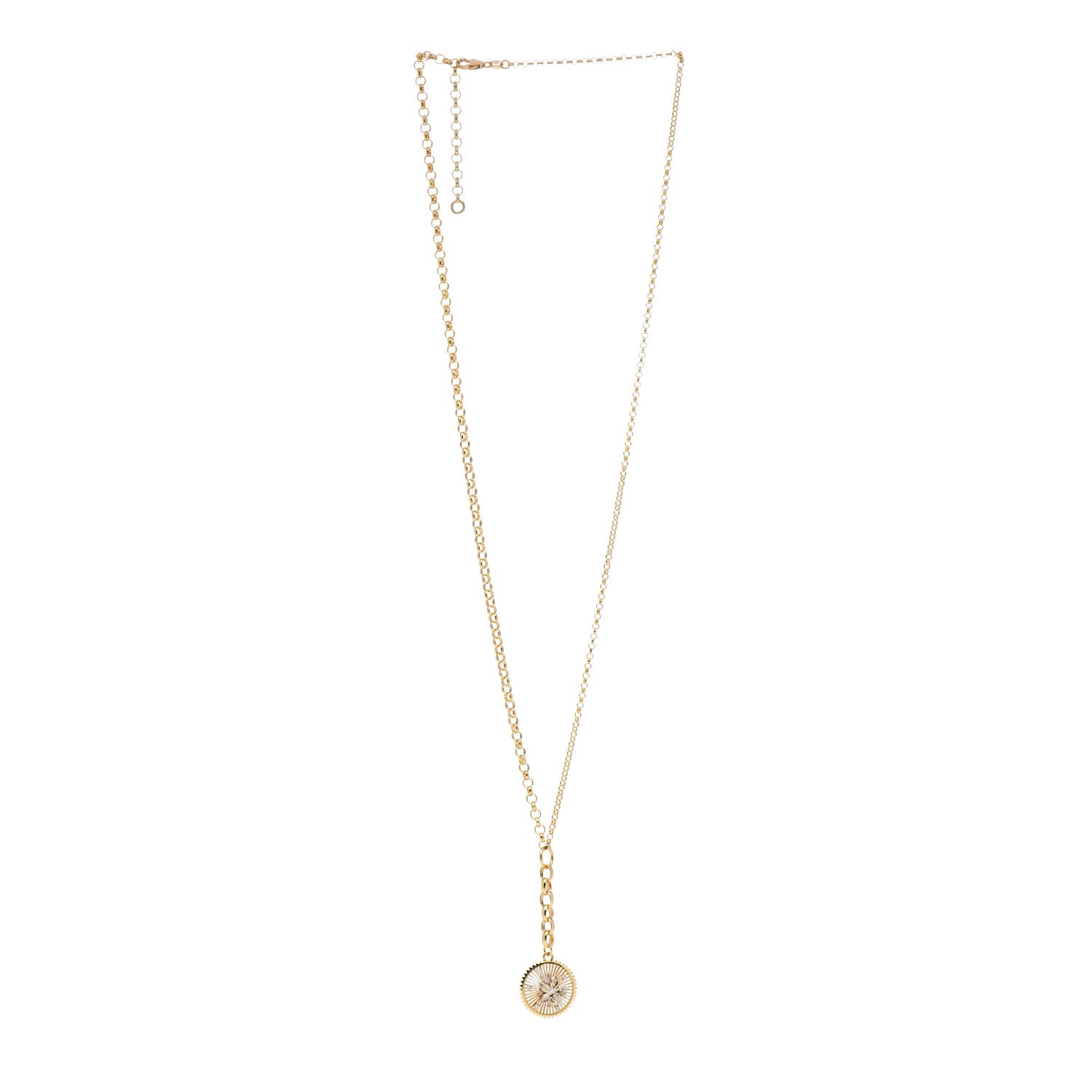 Foundrae 18K Yellow Gold Diamond Medium Resilience Medallion Belcher Chain Necklace 3 of 6