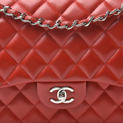 Chanel Lambskin Quilted Jumbo Double Flap Red 7 of 17