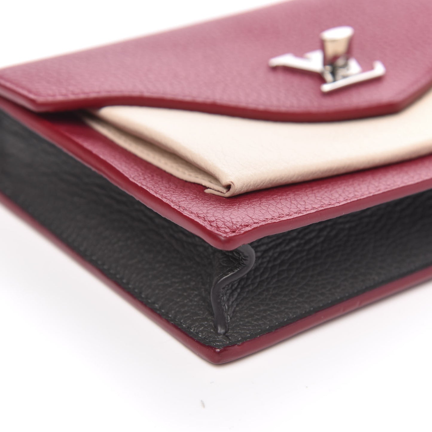 Calfskin My Lockme Chain Pochette Lie De Vin Etain Creme