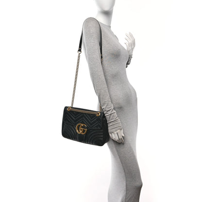 Gucci Calfskin Matelasse Medium GG Marmont Shoulder Bag Black 2 of 10