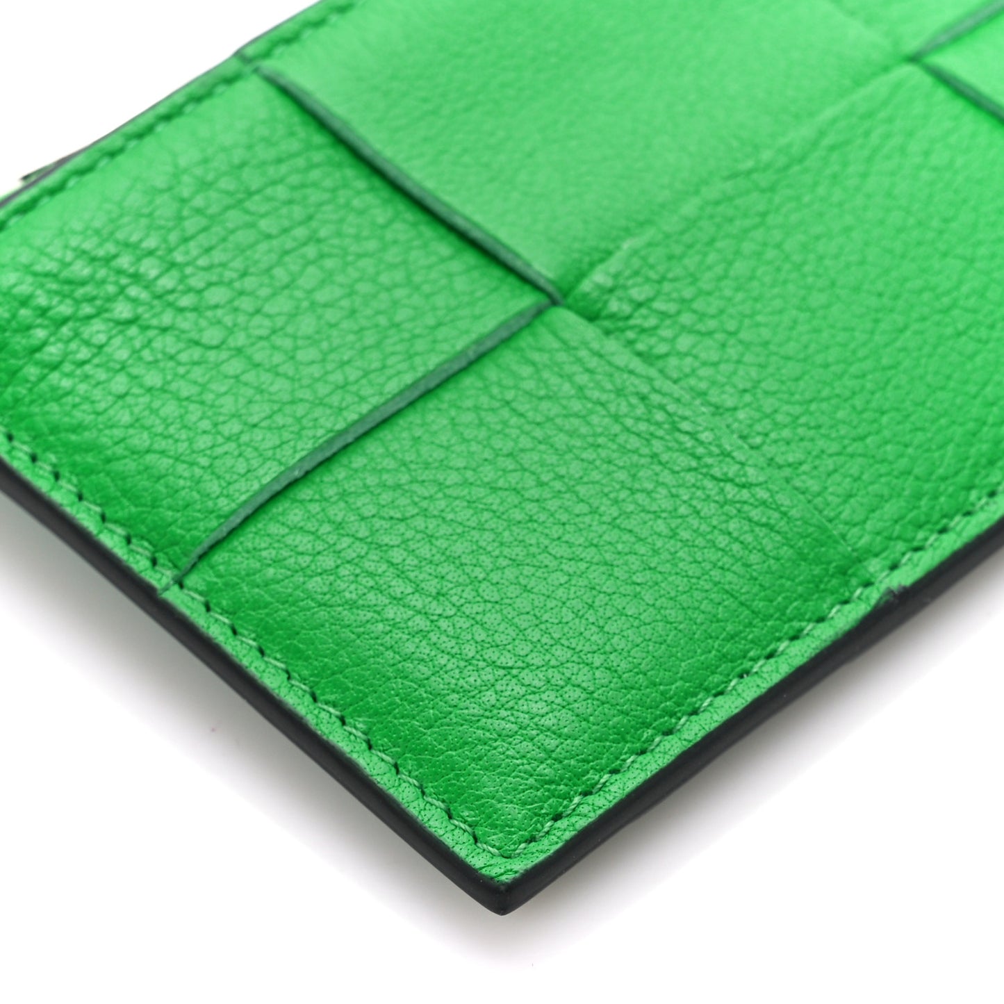Nappa Calfskin Maxi Intrecciato Zipped Card Case Parakeet