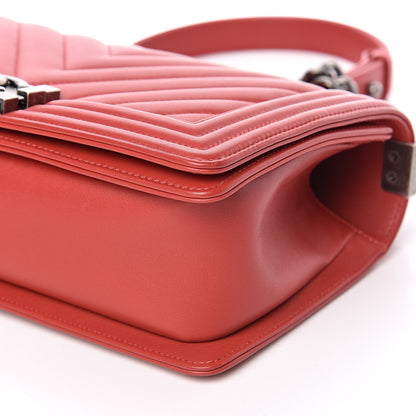 Chanel Calfskin Chevron Quilted Medium Boy Flap Red 9 of 11