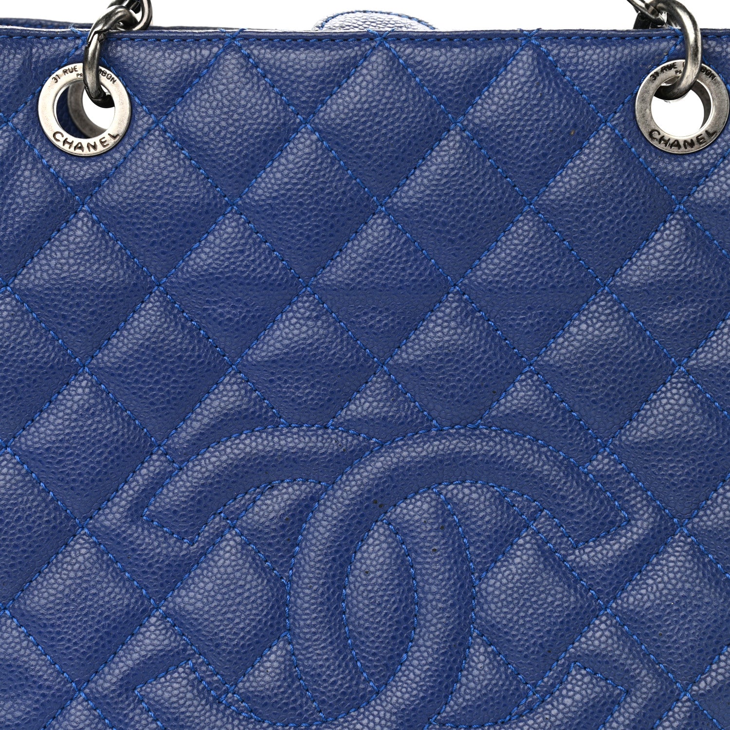 Chanel Caviar Quilted Petit Shopping Tote PST Blue 8 of 12