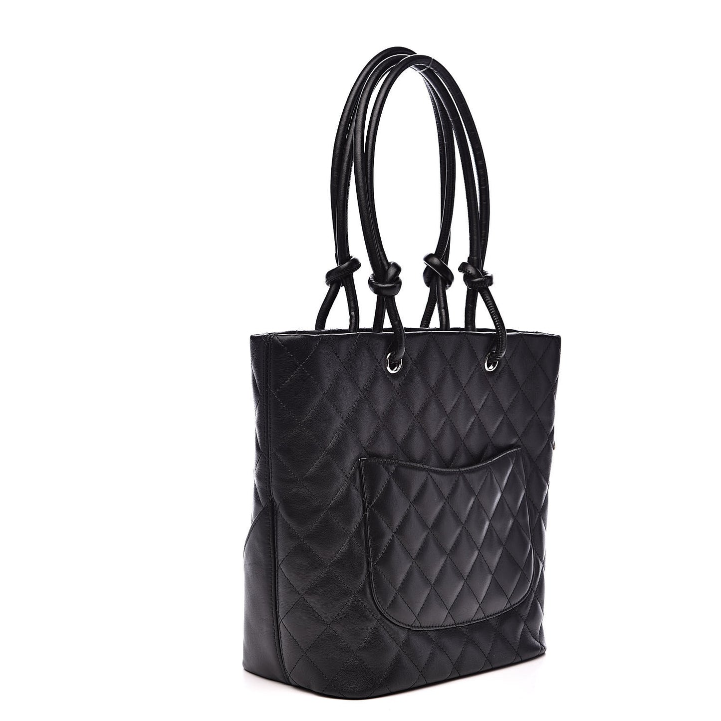 Calfskin Quilted Medium Cambon Tote Black White