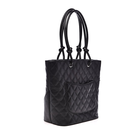 Chanel Calfskin Quilted Medium Cambon Tote Black White 3 of 13