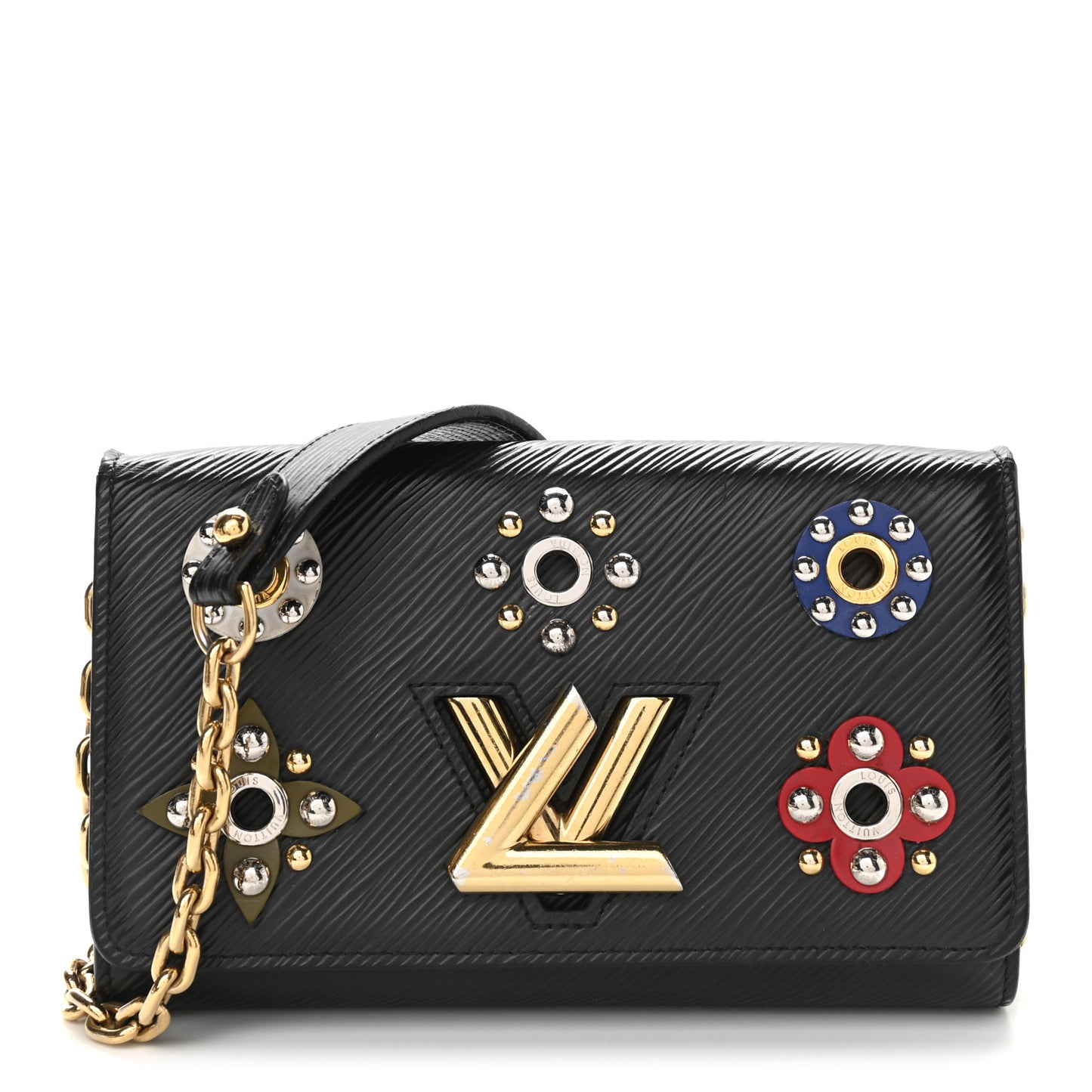 Epi Mechanical Flowers Twist Chain Wallet Black