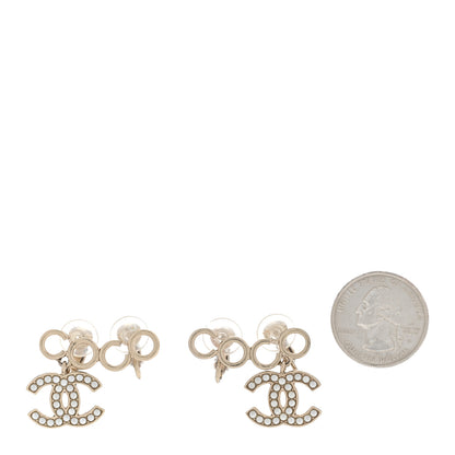 Chanel Metal Pearl CC Coco Climber Clip On Earrings Gold 2 of 5