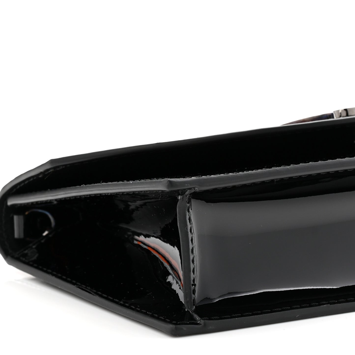 Patent Calfskin Loubi54 Crossbody Clutch Black