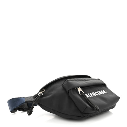 Balenciaga Sport Nylon Logo Embroidered Wheel Belt Bag Black White 4 of 10