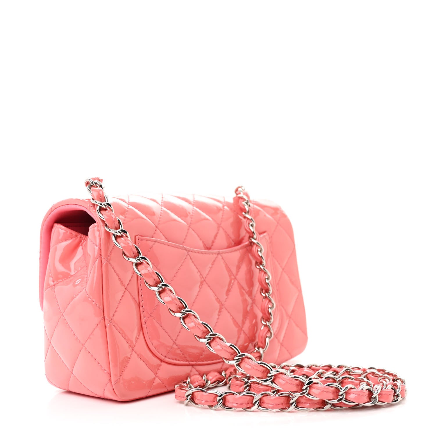 Chanel Patent Calfskin Quilted Mini Rectangular Flap Pink 3 of 11