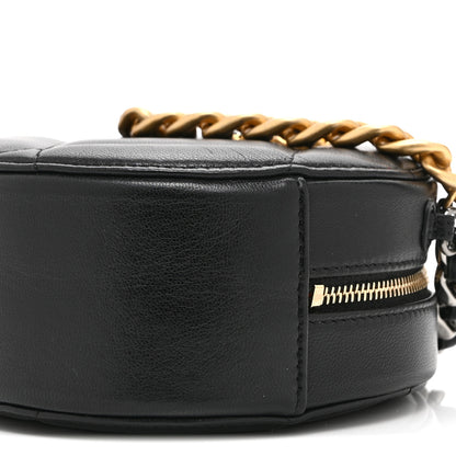 Chanel Shiny Goatskin Quilted Chanel 19 Round Clutch With Chain Black 10 of 10