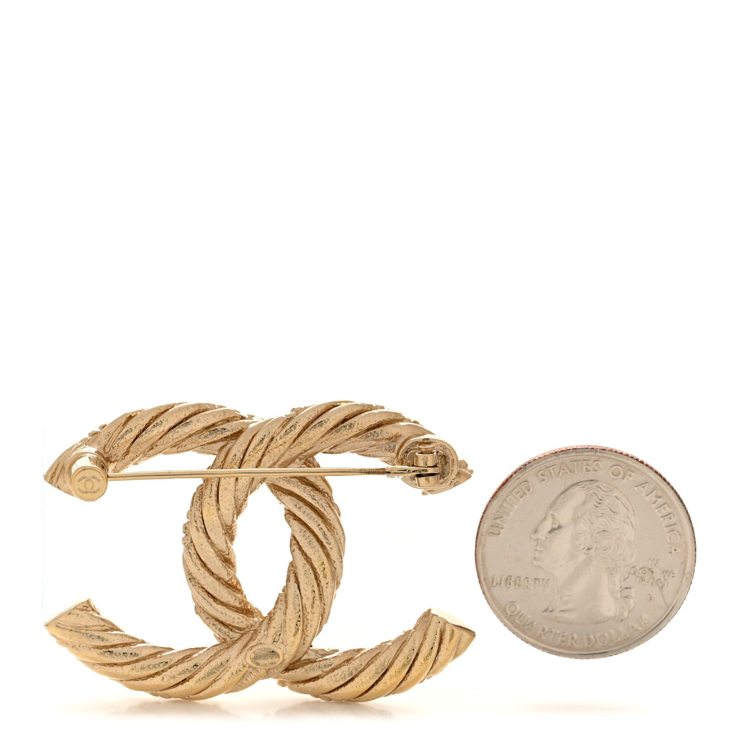 Chanel Twisted CC Brooch Light Gold 2 of 3