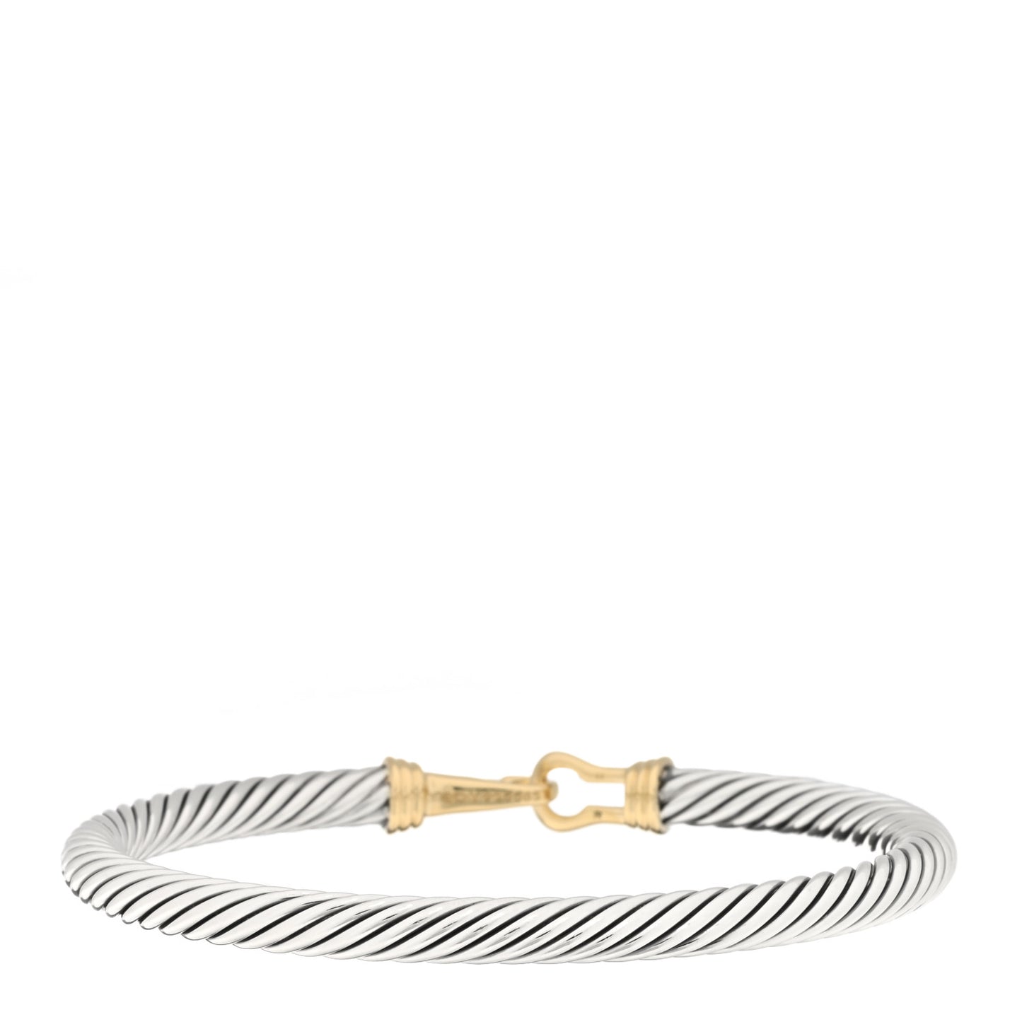 Sterling Silver 14K Yellow Gold 5mm Cable Classic Buckle Bracelet