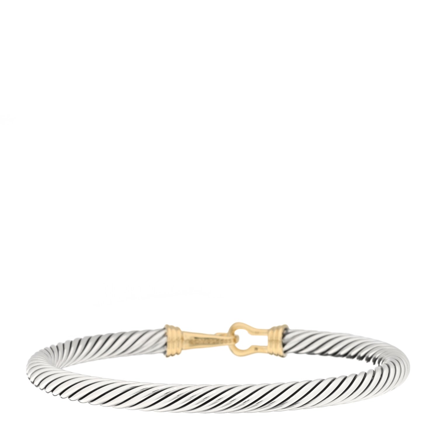 David Yurman Sterling Silver 14K Yellow Gold 5mm Cable Classic Buckle Bracelet 2 of 3