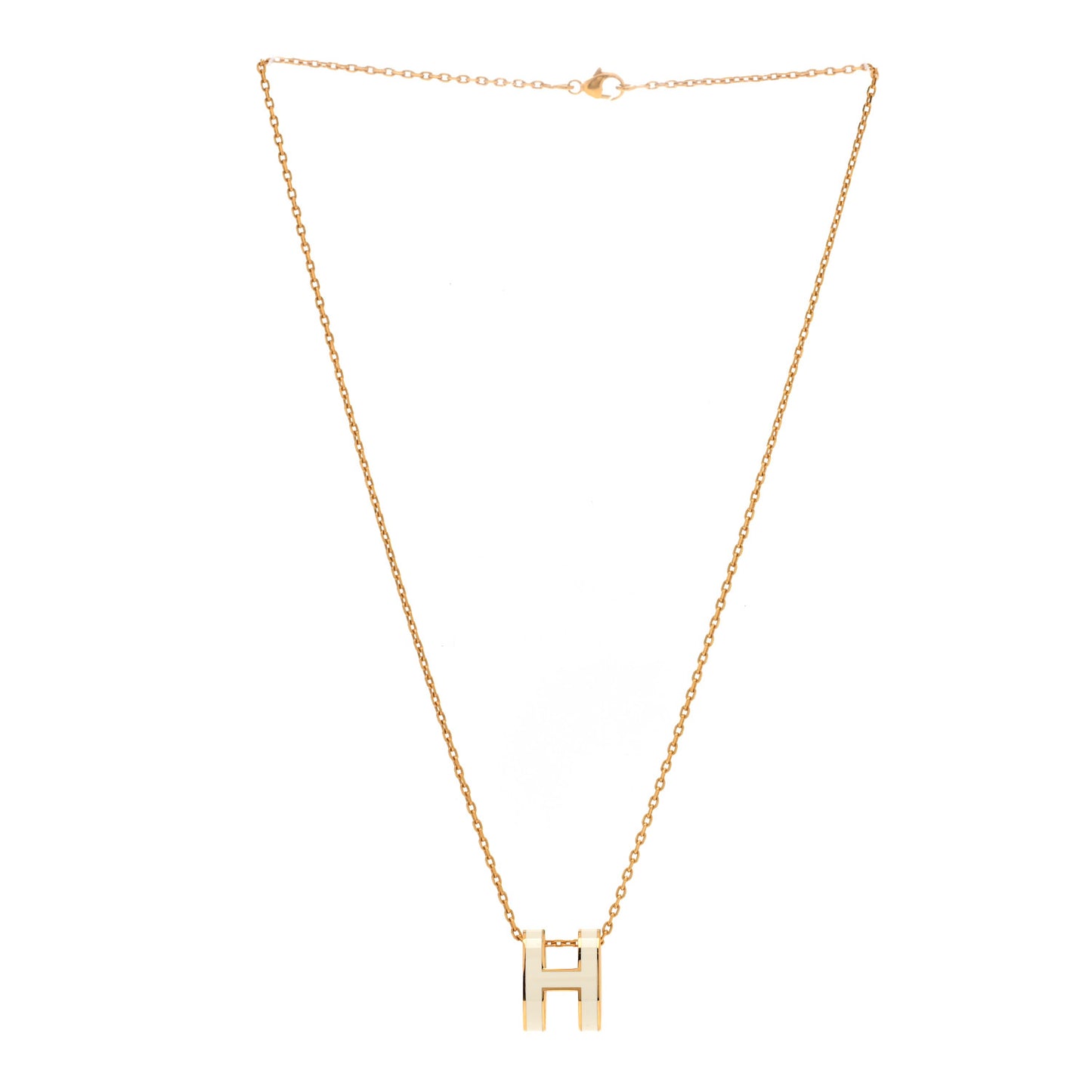 Lacquered Gold Pop H Pendant Necklace White