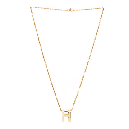 Hermes Lacquered Gold Pop H Pendant Necklace White 3 of 7