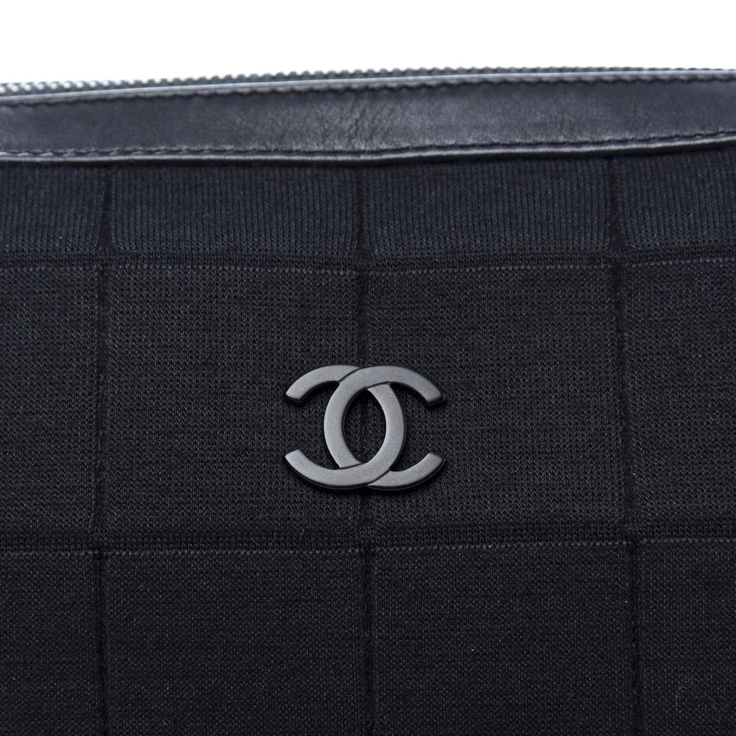 Jersey Quilted Chocolate Bar Shoulder Bag Black