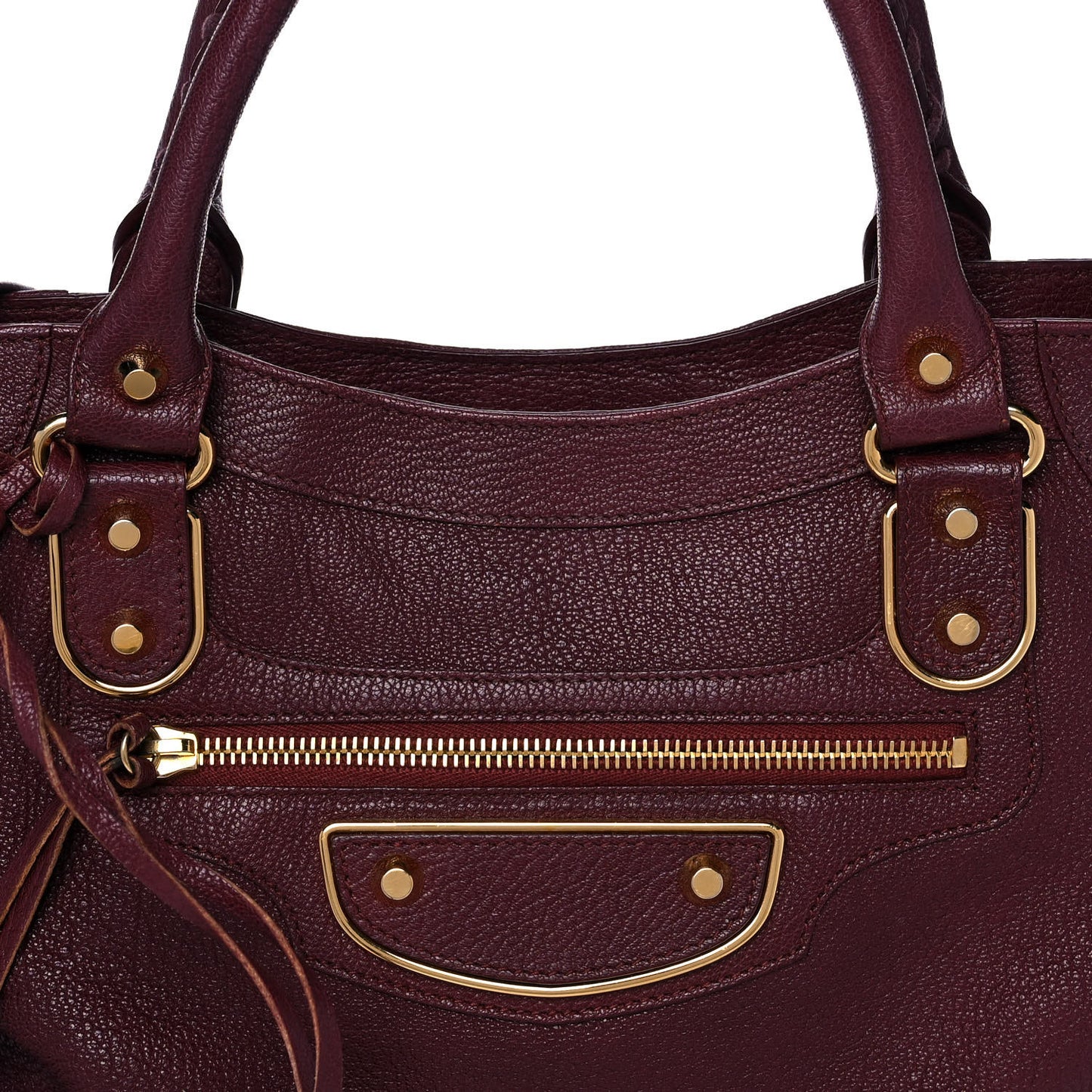Chevre Gold Metallic Edge Hardware Velo Bordeaux