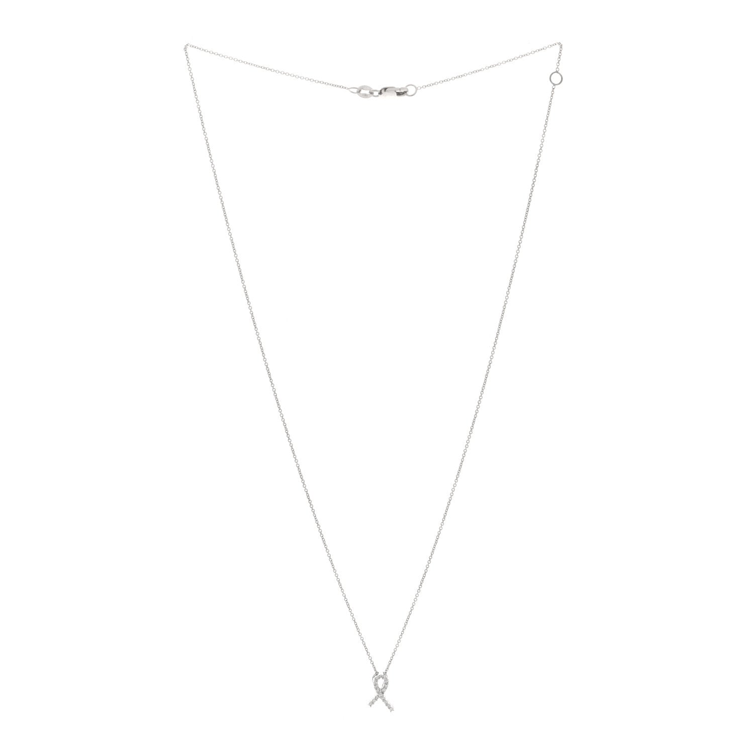 Roberto Coin 18K White Gold Diamond Tiny Treasures Hope Pendant Necklace 3 of 4