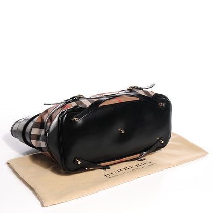 Burberry House Check Bridle Calfskin Medium Lynher Tote Black 4 of 10