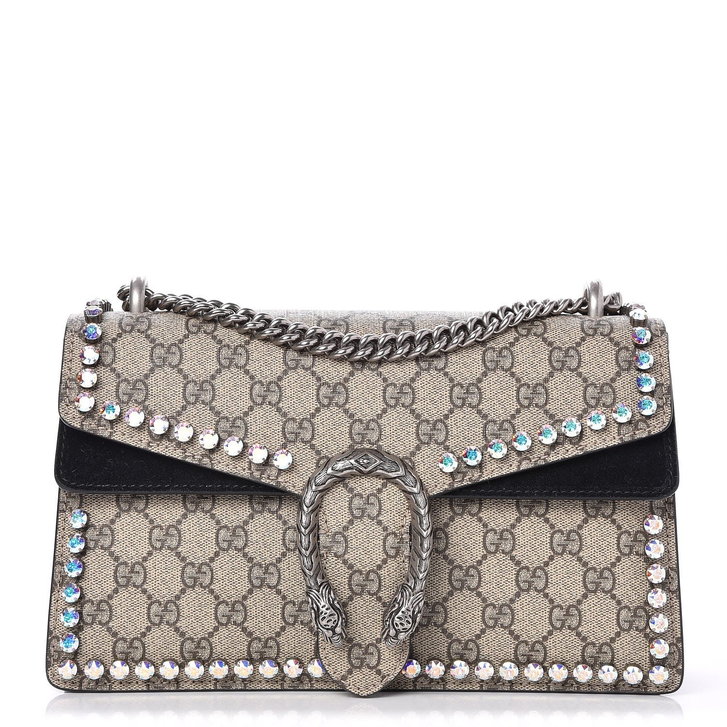 Gucci GG Supreme Monogram Crystal Small Dionysus Shoulder Bag Black 1 of 9