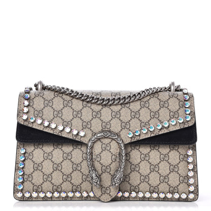 Gucci GG Supreme Monogram Crystal Small Dionysus Shoulder Bag Black 1 of 9