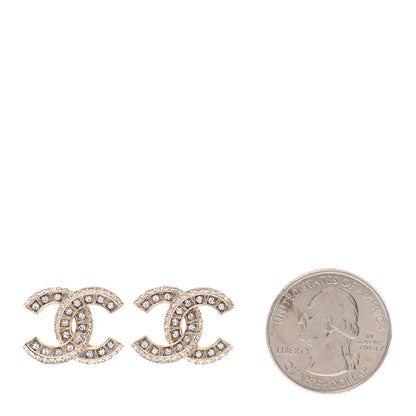 Chanel Crystal Timeless CC Earrings Light Gold 2 of 4