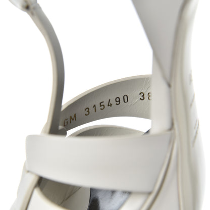 Saint Laurent Calfskin Tribute 75 Platform Sandals 38 White 8 of 10