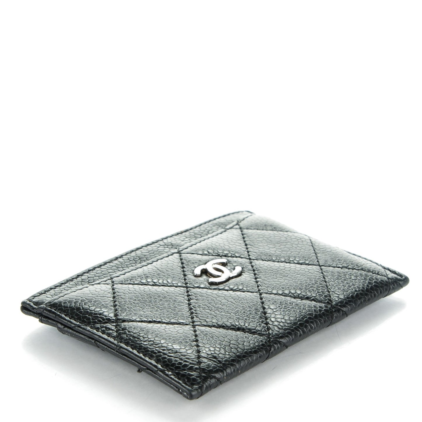 Caviar Quilted Card Holder Black