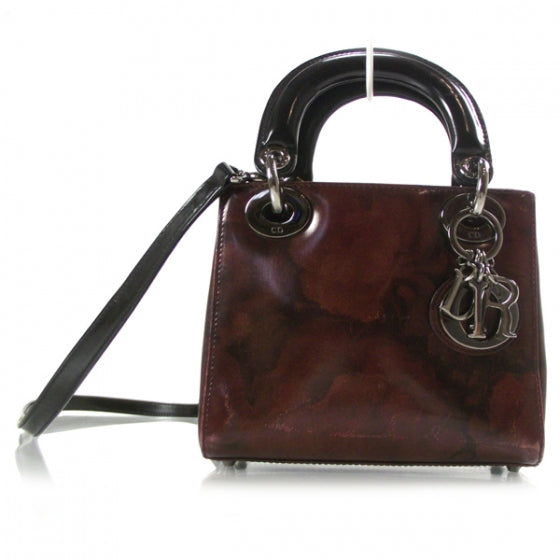 Christian Dior Polished Leather Mini Lady Dior Burgundy 1 of 9