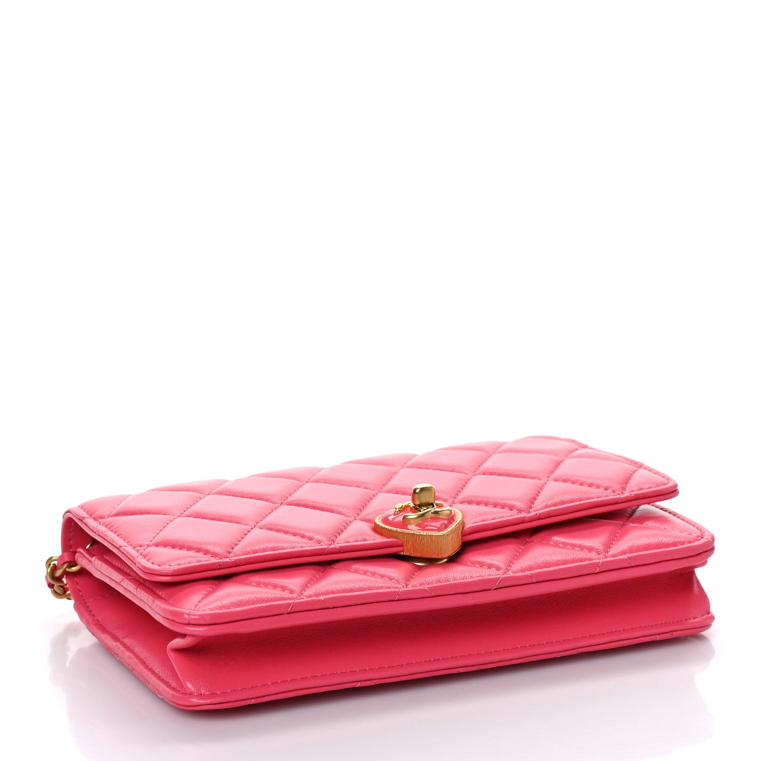 Chanel Lambskin Plexiglass Quilted Coco Love Wallet On Chain WOC Pink 4 of 10