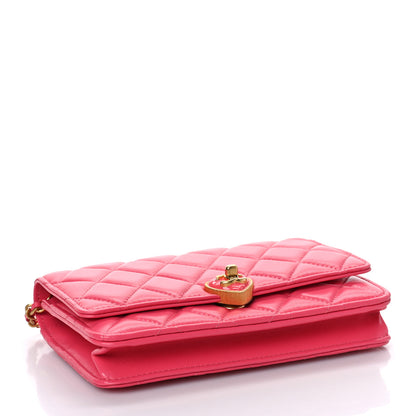 Chanel Lambskin Plexiglass Quilted Coco Love Wallet On Chain WOC Pink 4 of 10