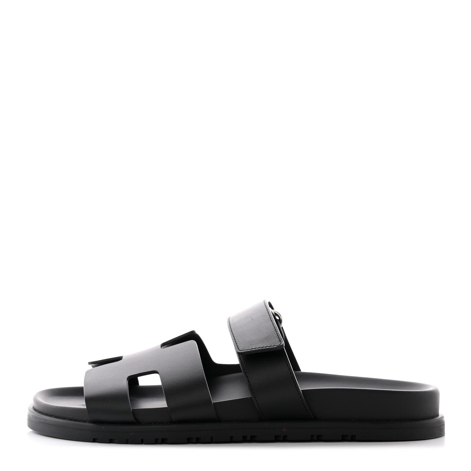 Hermes Calfskin Womens Chypre Sandals 39 Black 1 of 16