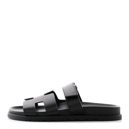 Hermes Calfskin Womens Chypre Sandals 39 Black 1 of 16