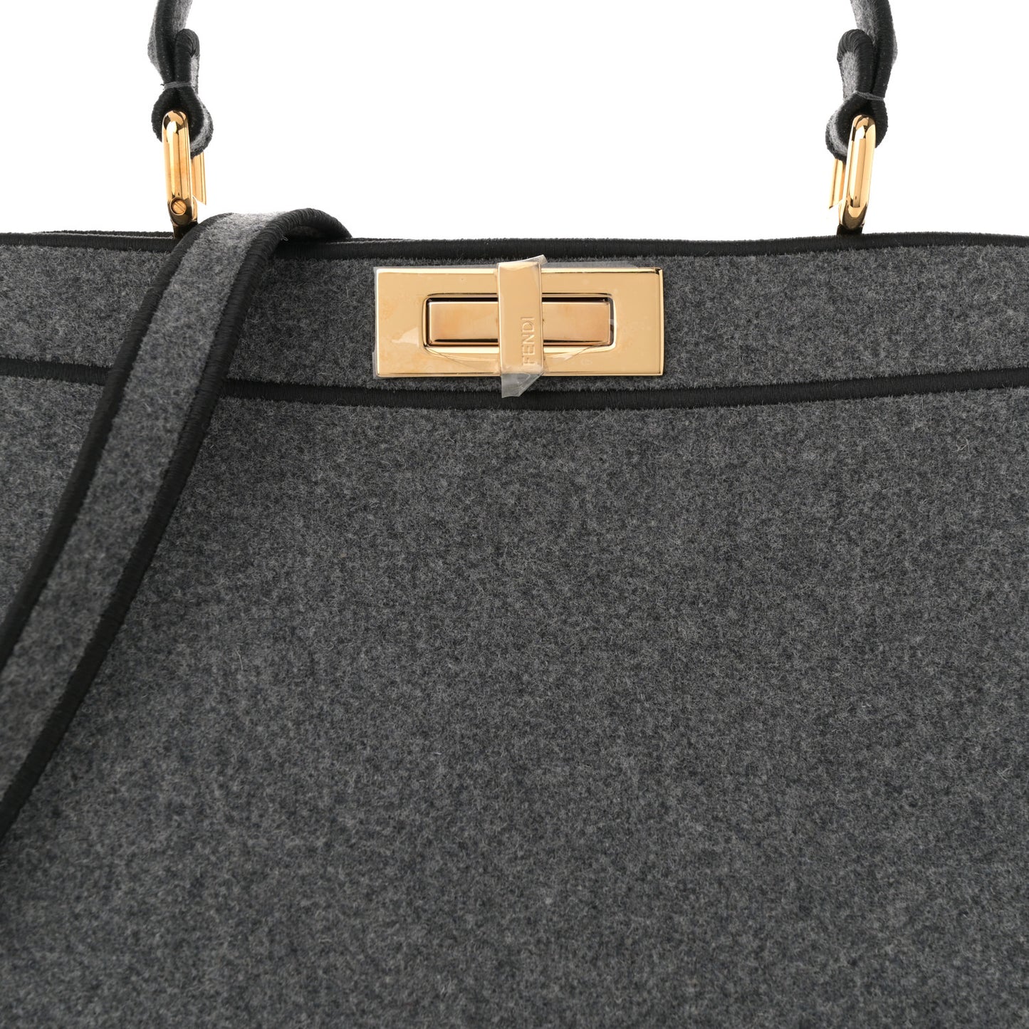 Melange Flannel Satin Threaded Edge Medium Peekaboo I SEE U Satchel Grigio Bois de Rose