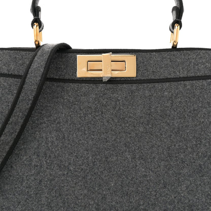 Fendi Melange Flannel Satin Threaded Edge Medium Peekaboo I SEE U Satchel Grigio Bois de Rose 8 of 10