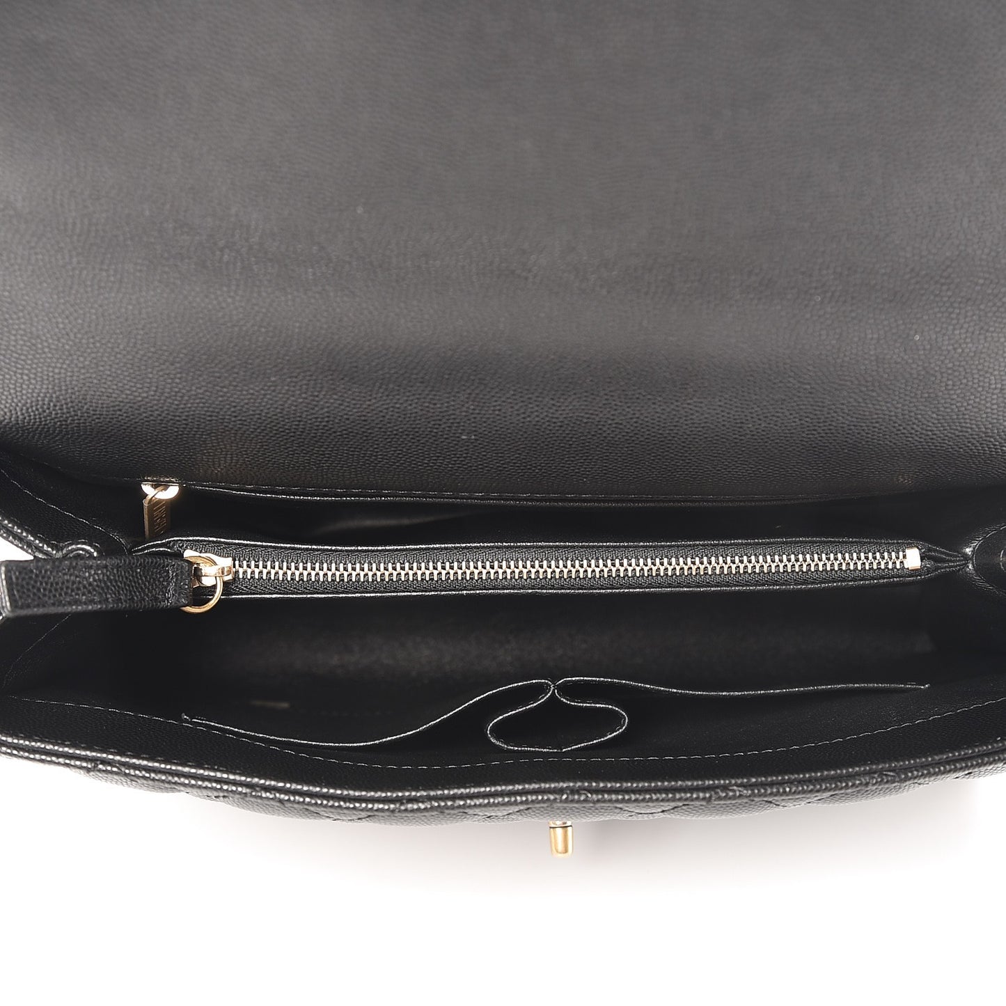 Caviar Lizard Quilted Medium Coco Handle Flap Black