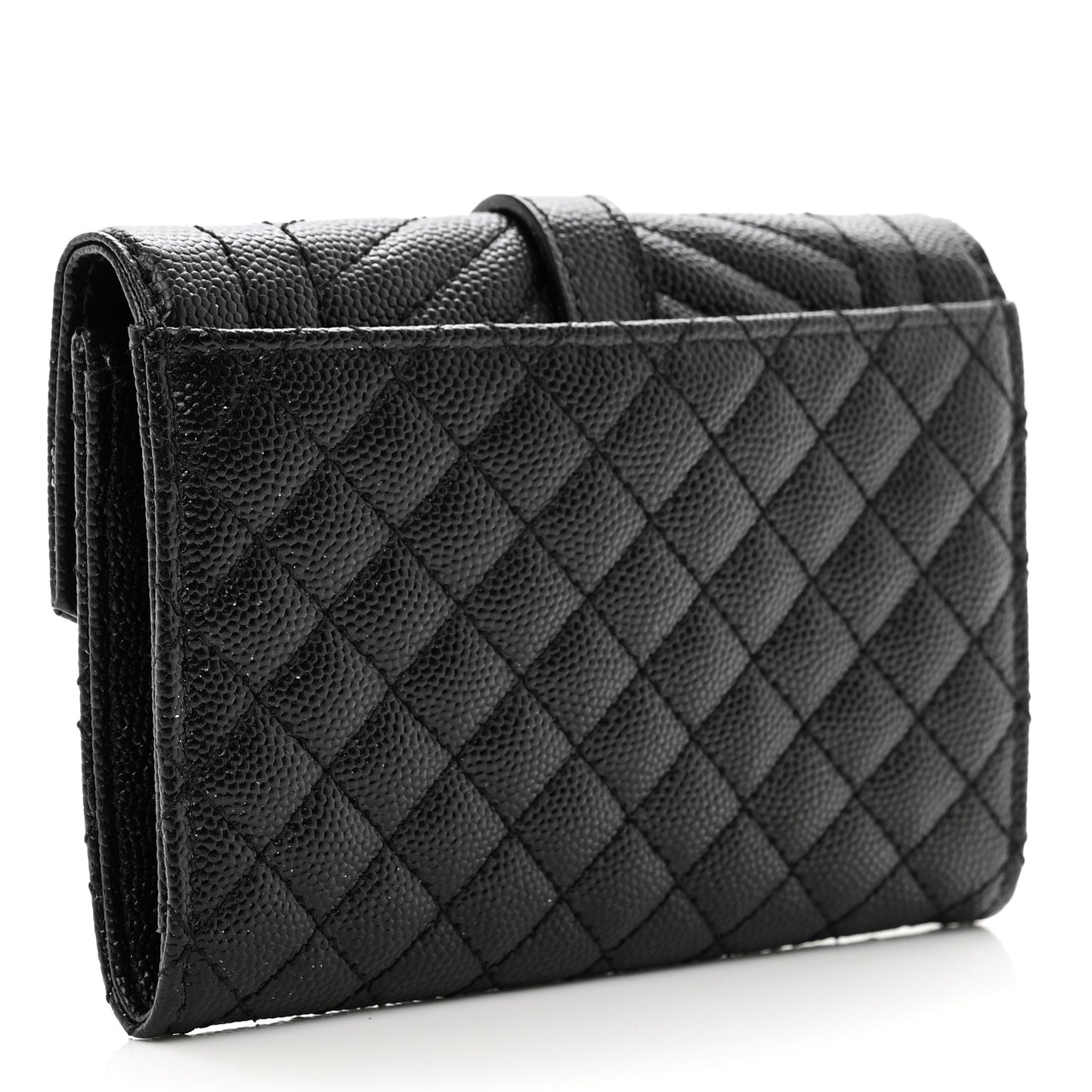 Grain De Poudre Textured Mixed Matelasse Triquilt Small Monogram Envelope Wallet Black