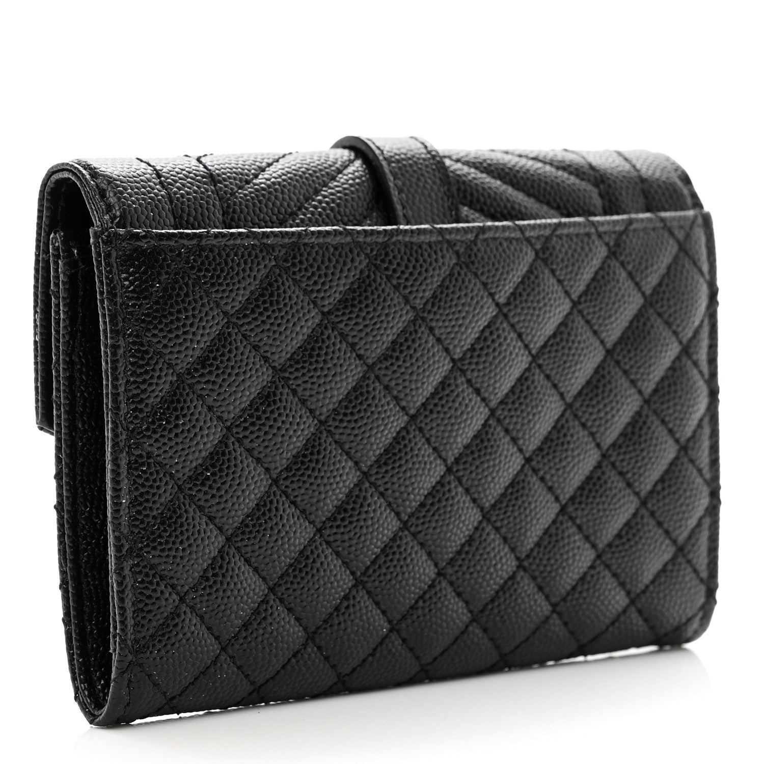 Saint Laurent Grain De Poudre Textured Mixed Matelasse Triquilt Small Monogram Envelope Wallet Black 3 of 7