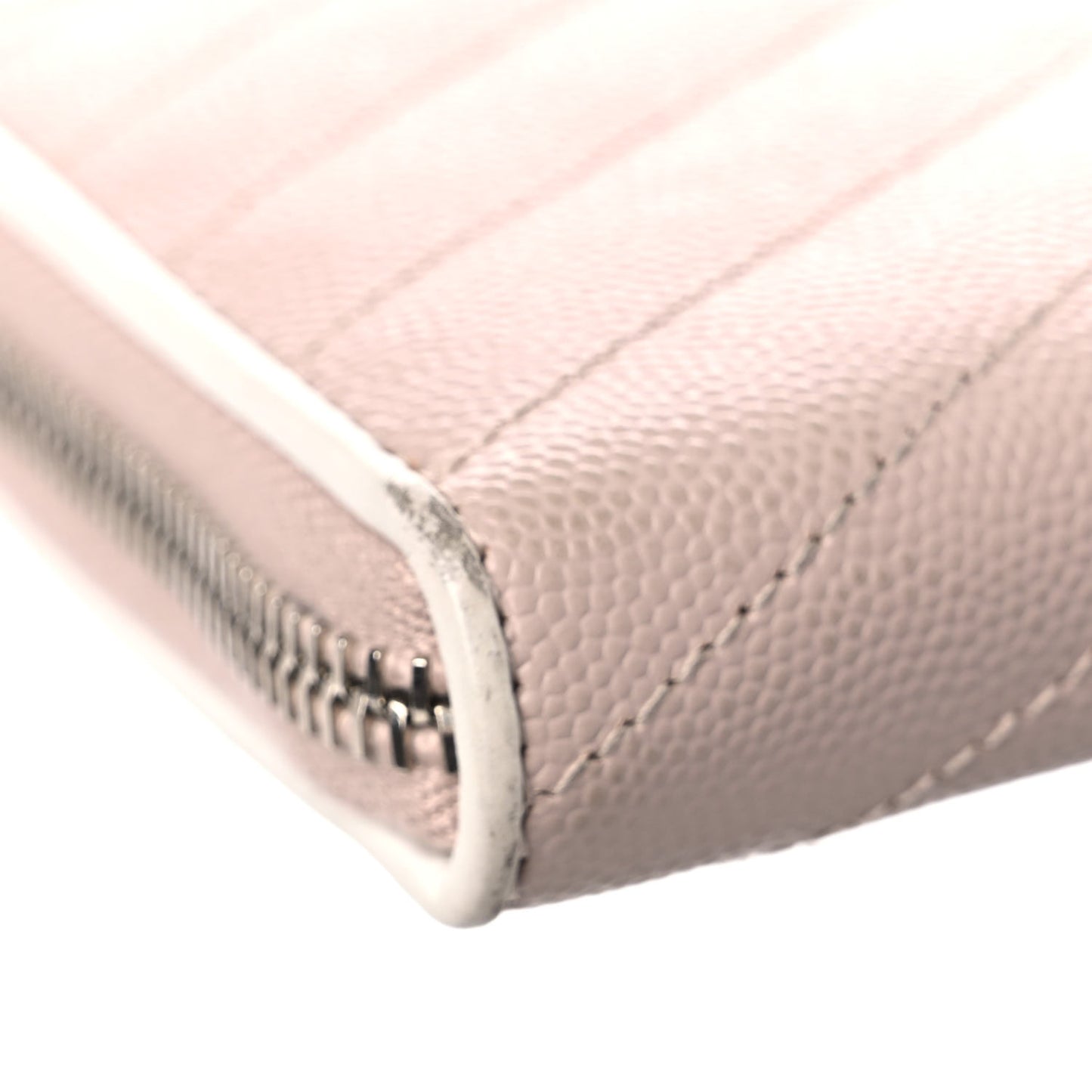 Grain De Poudre Matelasse Chevron Monogram Zip Around Wallet Pink White