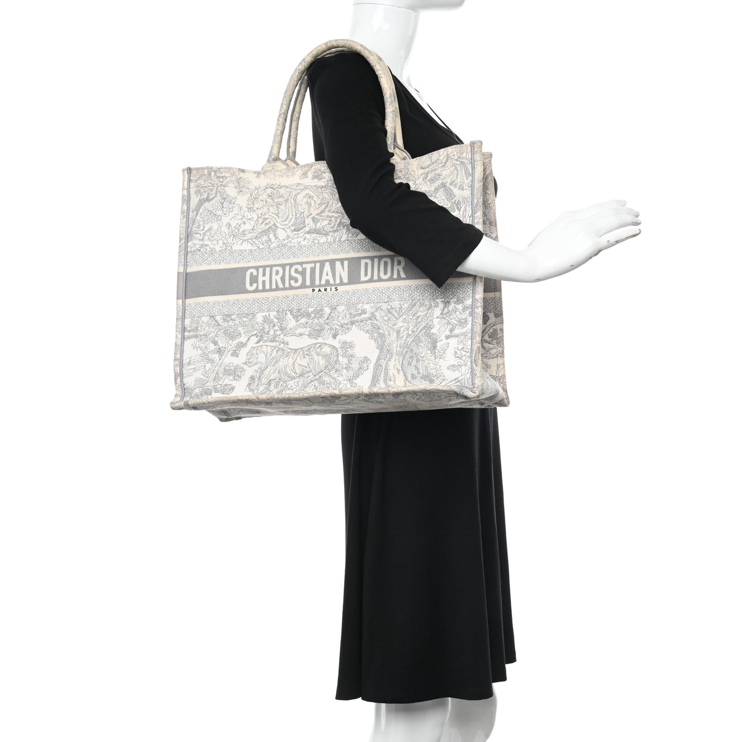 Canvas Embroidered Large Dioriviera Toile De Jouy Book Tote Gray