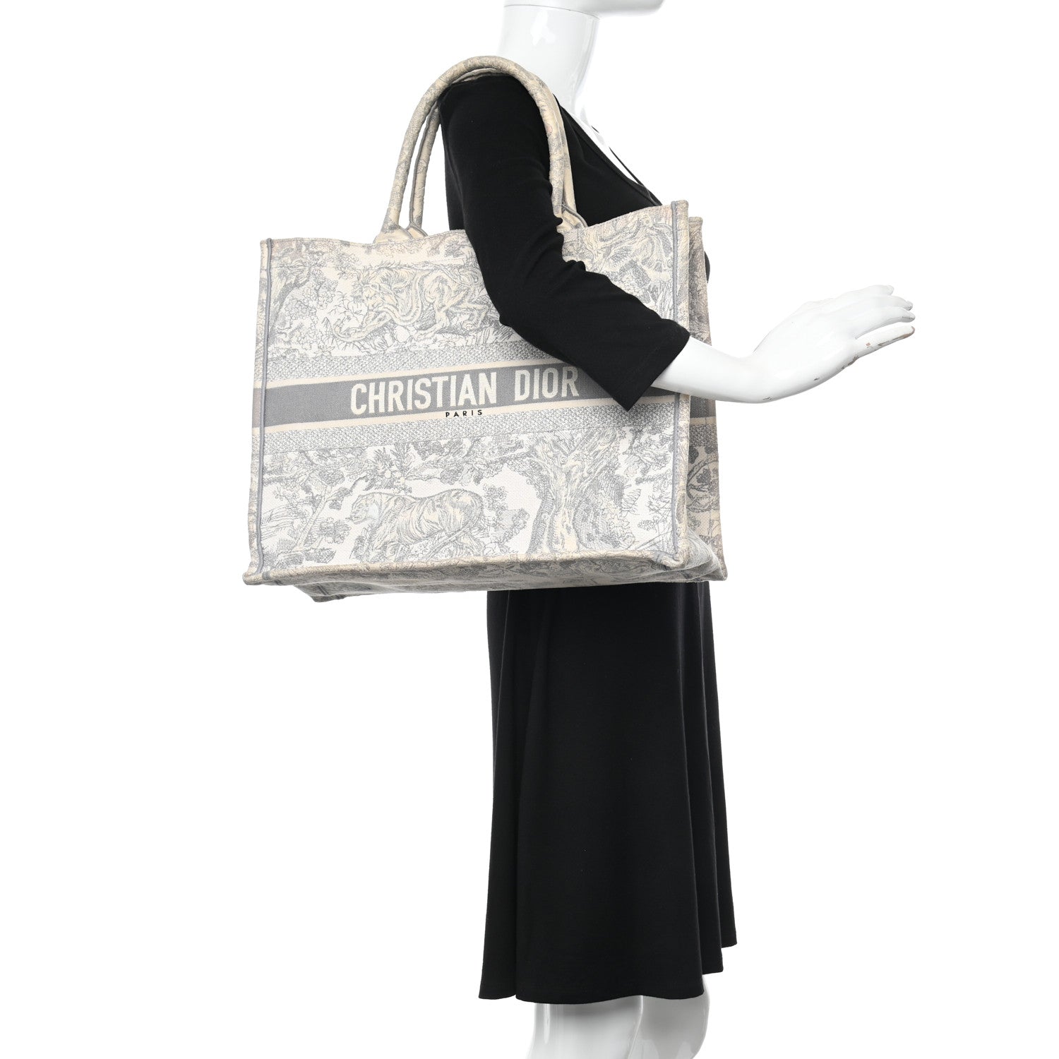 Christian Dior Canvas Embroidered Large Dioriviera Toile De Jouy Book Tote Gray 2 of 22