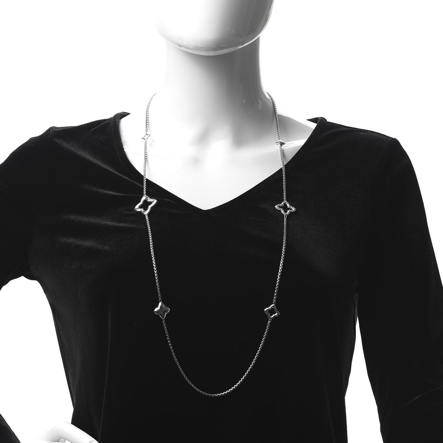 Sterling Silver 25mm Quatrefoil Chain Necklace