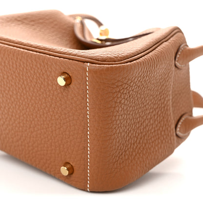 Hermes Taurillon Clemence Mini Lindy 20 Gold 10 of 11