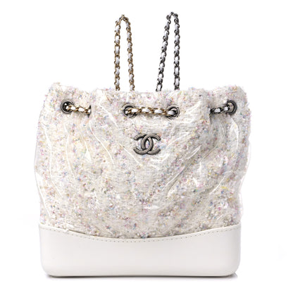Chanel Tweed PVC Quilted Small Gabrielle Backpack White 1 of 10