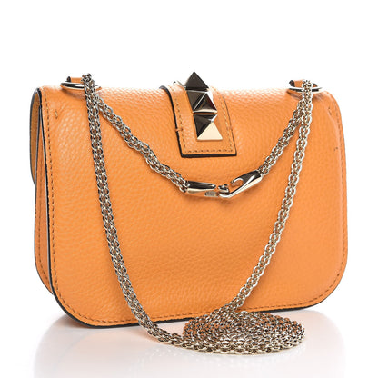 Valentino Garavani Pebbled Calfskin Small Glam Lock Rockstud Flap Mandarin Sorbet 4 of 10