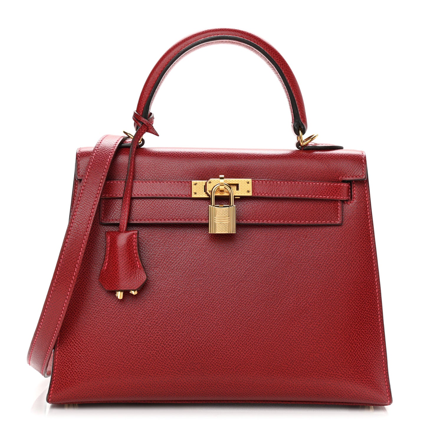 Epsom Kelly Sellier Guilloche 25 Rouge Vif