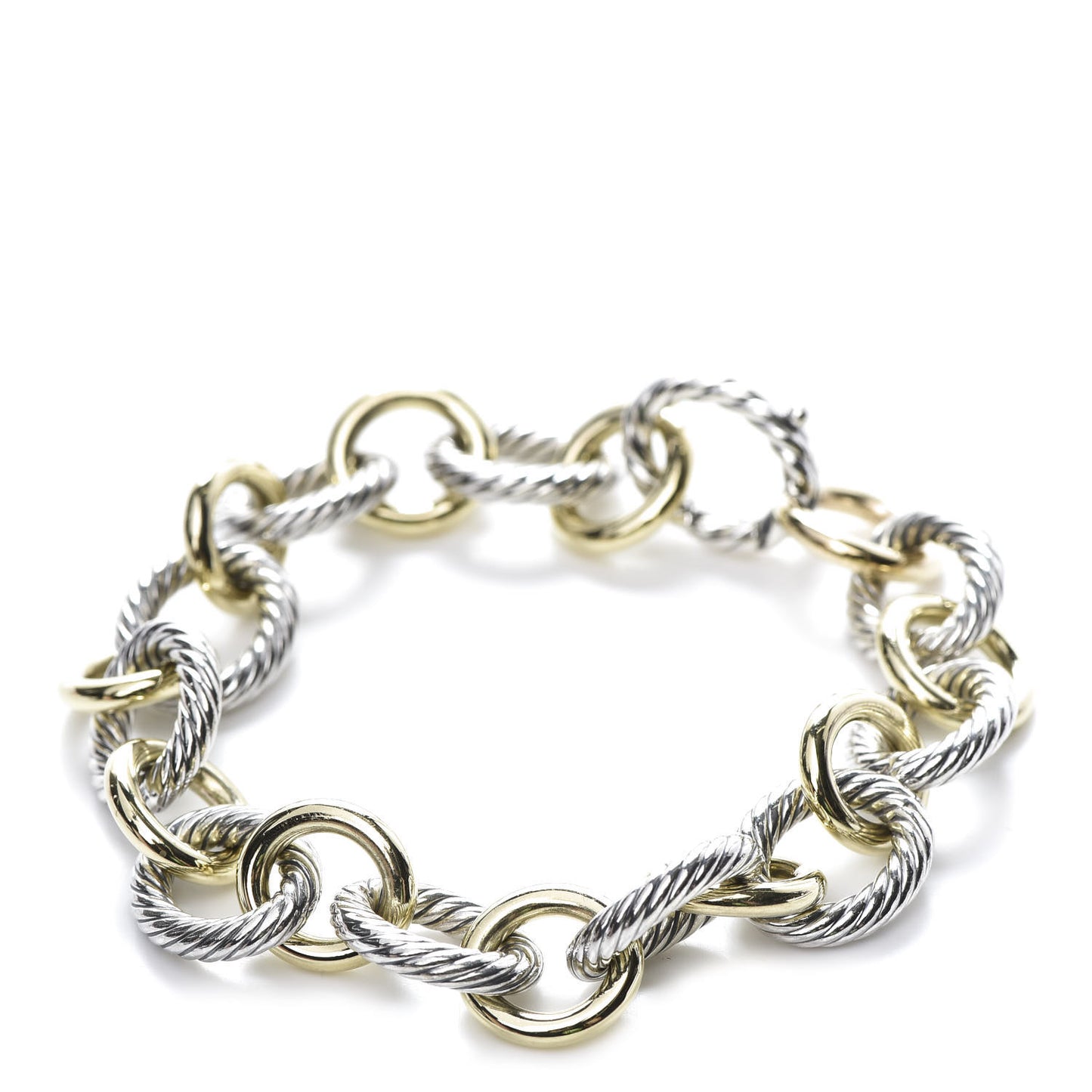 Sterling Silver 18K Yellow Gold 12mm Large Oval Link Bracelet